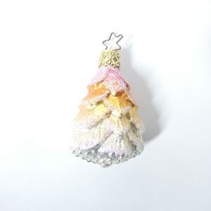 Christmas Tree Glass Ornament Pink Silver Ombre Germany Inge-Glas OWC 4812 Vtg